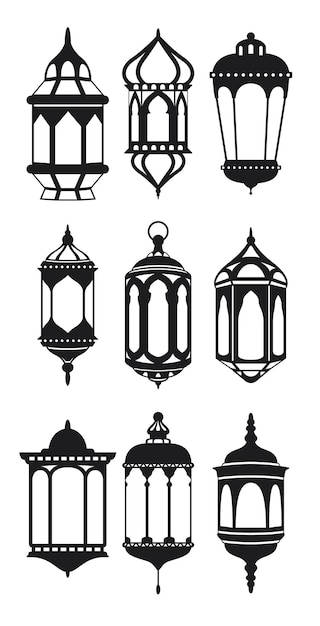 Ilustración de Ramadan Mubarak con mezquita y linterna Concepto dibujado a mano Esbozo Icono de estilo