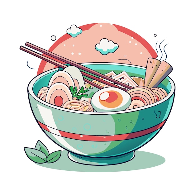 Ilustración de ramen dibujada a mano