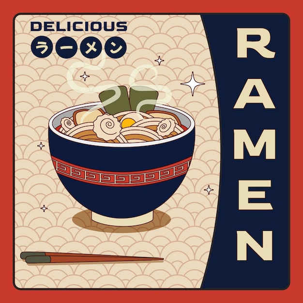 Ilustración de ramen dibujada a mano