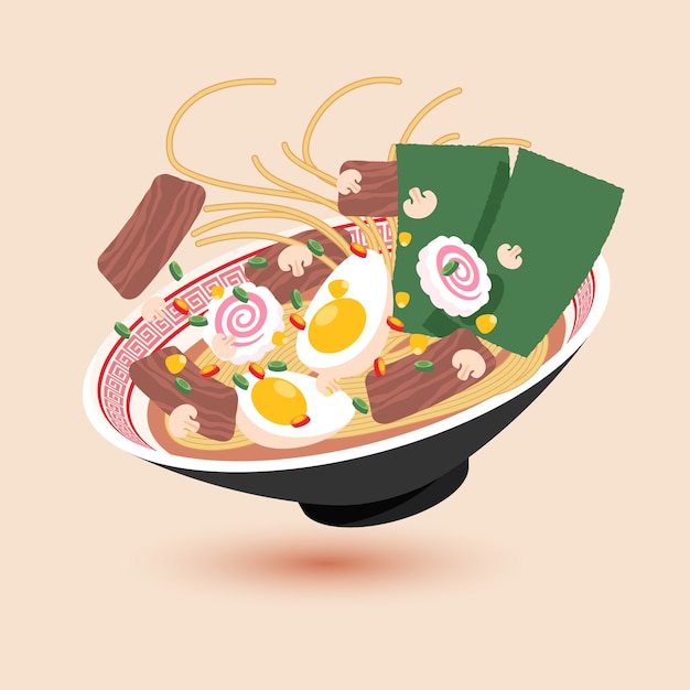 Ilustración de ramen dibujada a mano