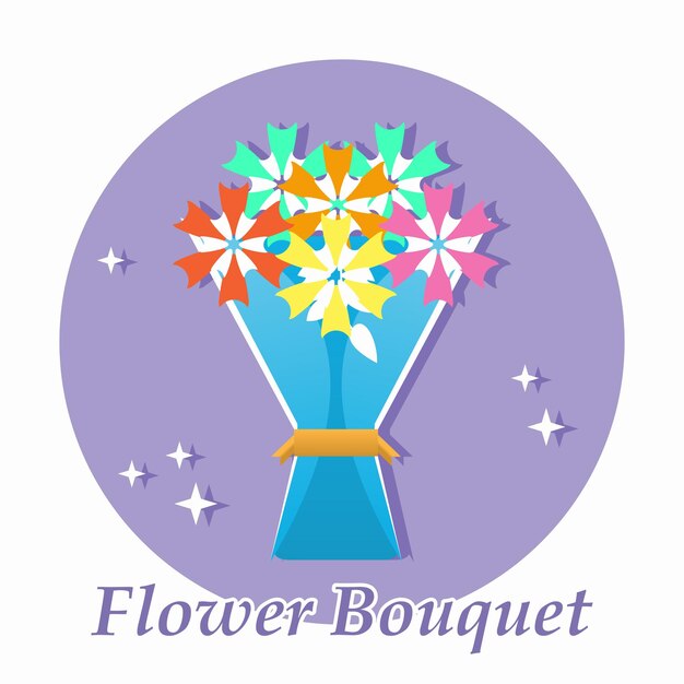 ilustración de ramo de flores de día de san valentín plano de vector
