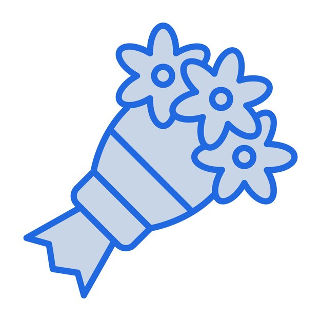 Ilustración de un ramo de flores en tono azul.