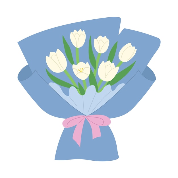 Vector ilustración de ramo de flores de tulipán azul