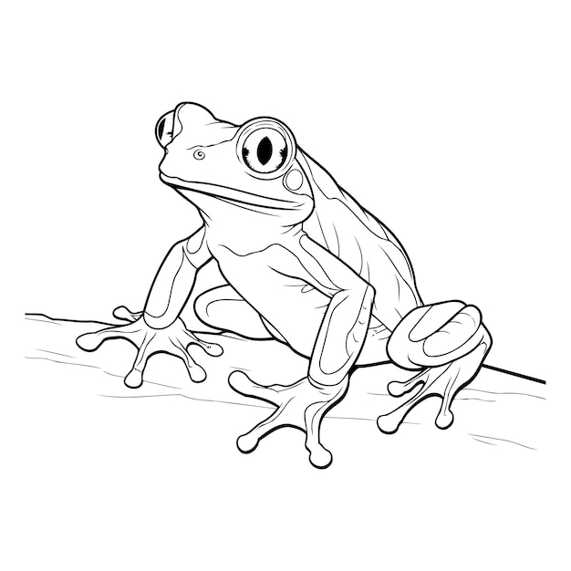 Vector ilustración de una rana en un boceto de fondo blanco para su diseño