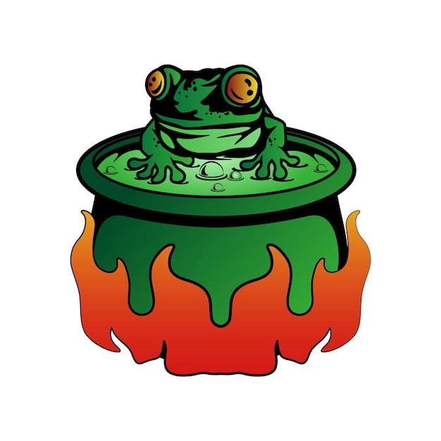 Ilustración de una rana empapada en una olla que luego hierve lentamente