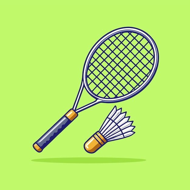 Ilustración de una raqueta de bádminton con diseño vectorial de shuttlecock