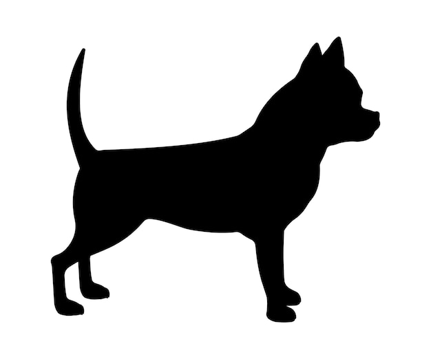 Ilustración de raza de perro silueta negra perro chihuahua