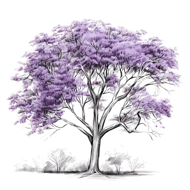 Ilustración De Árbol De Jacarandá De Color Plano Dibujado A Mano