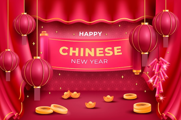 Ilustración realista del año nuevo chino