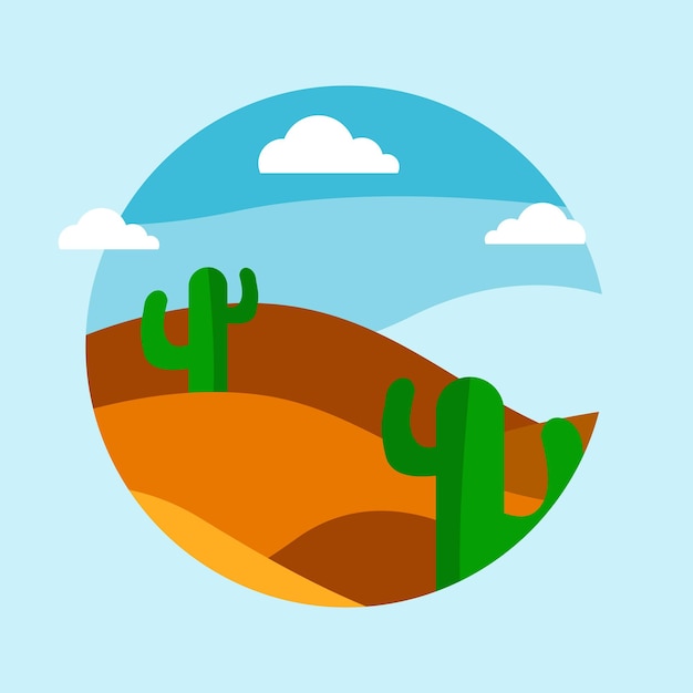 Vector ilustración realista archivo eps desierto y cactus