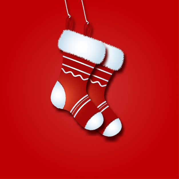 Vector ilustración realista de calcetines navideños