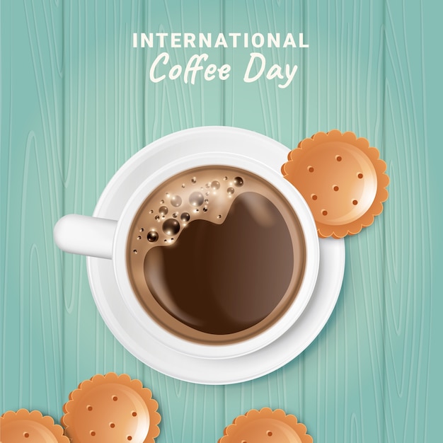 Vector ilustración realista para la celebración del día mundial del café
