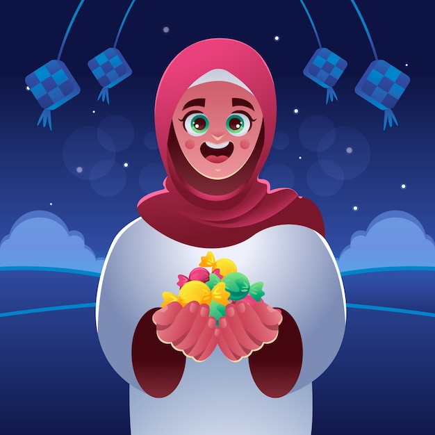 Vector ilustración realista para la celebración de eid al-fitr