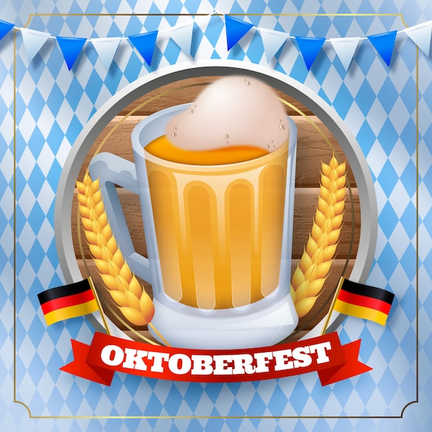 Ilustración realista para la celebración del festival de la cerveza oktoberfest