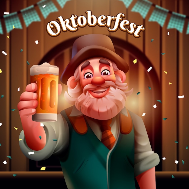 Ilustración realista para la celebración del festival de la cerveza oktoberfest