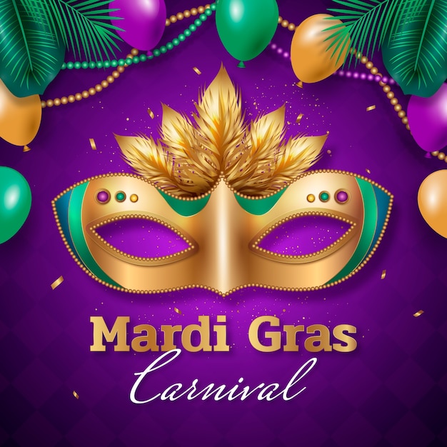 Vector ilustración realista de celebración de mardi gras