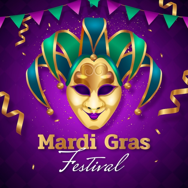 Ilustración realista de celebración de mardi gras