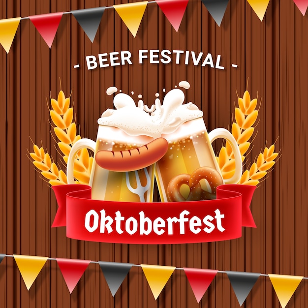 Ilustración realista para la celebración del oktoberfest.