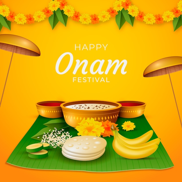 Vector ilustración realista para la celebración de onam.