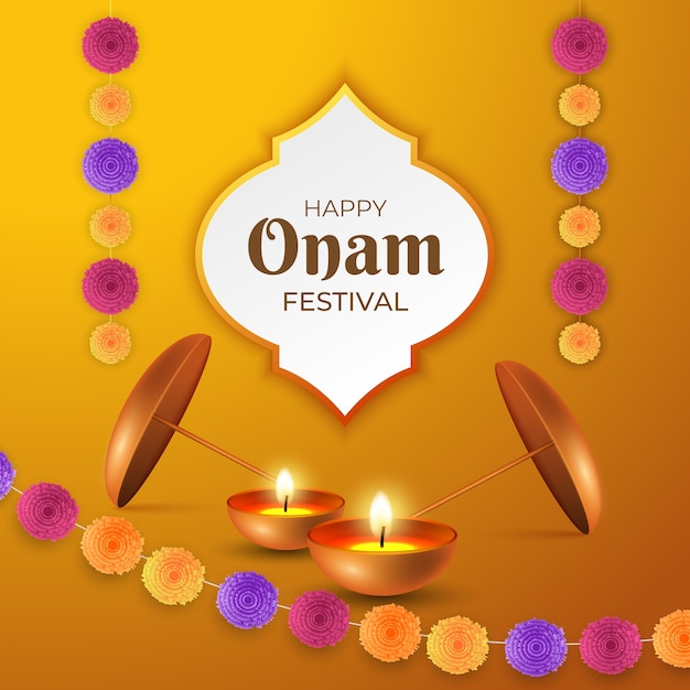 Vector ilustración realista para la celebración de onam.