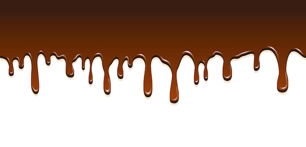 Ilustración realista de chocolate marrón goteante aislado en fondo blanco