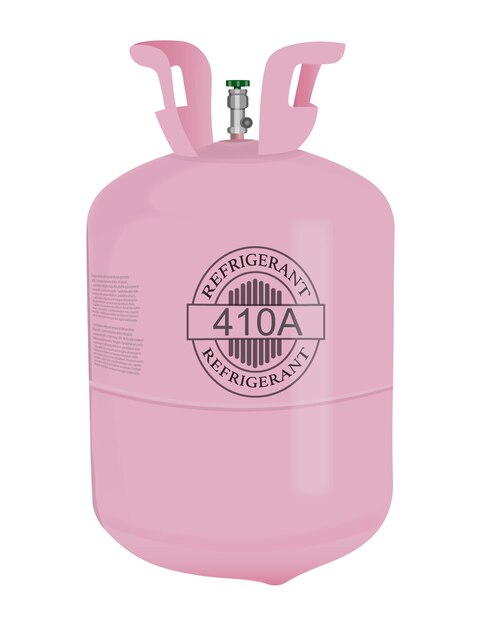 Vector ilustración realista del cilindro de gas 410a.