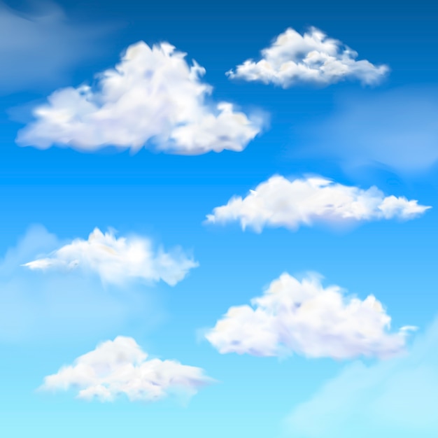 Ilustración realista de la colección de nubes
