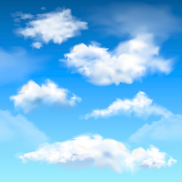 Ilustración realista de la colección de nubes