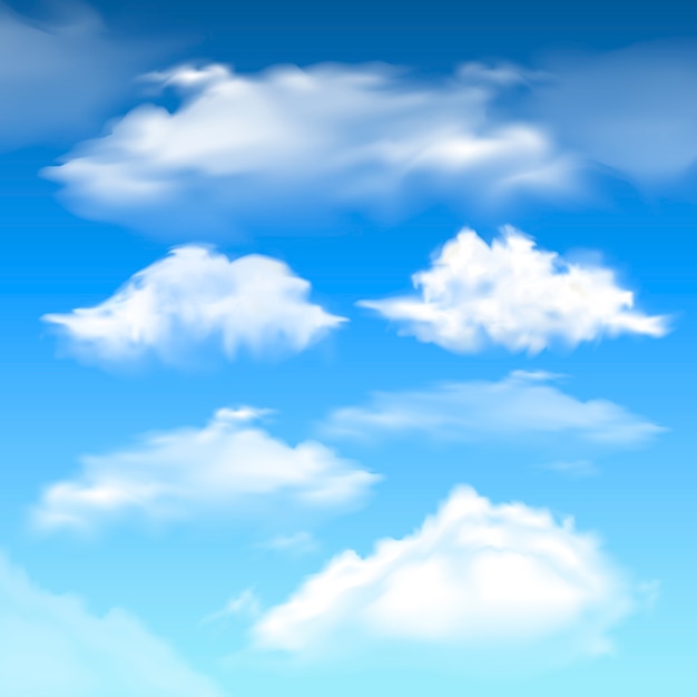 Ilustración realista de la colección de nubes