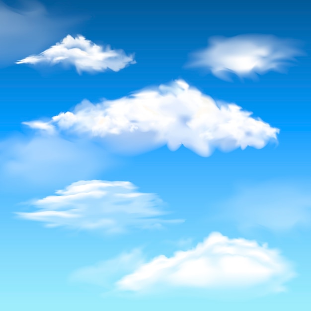 Ilustración realista de la colección de nubes