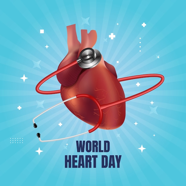 Ilustración realista para la concienciación sobre el día mundial del corazón