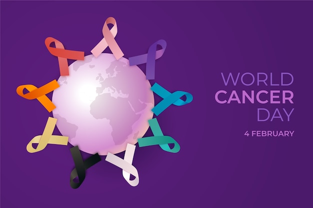 Vector ilustración realista del día mundial del cáncer