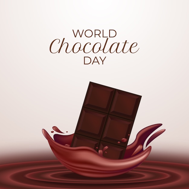 Ilustración realista del día mundial del chocolate con chocolate