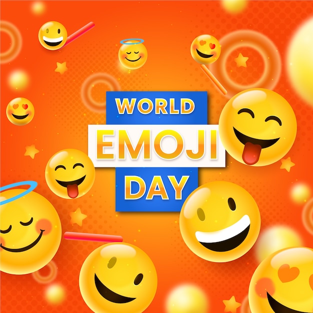 Vector ilustración realista del día mundial del emoji con emoticonos