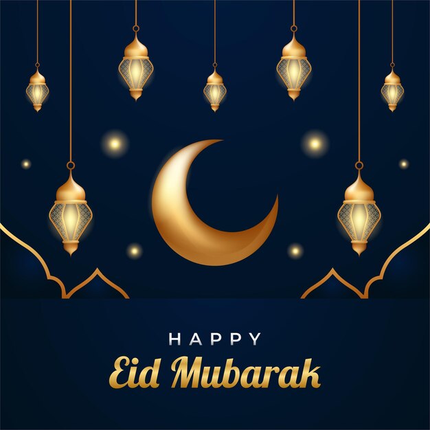 Ilustración realista del diseño de Eid Mubarak