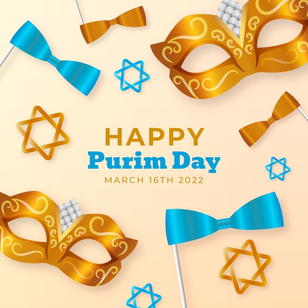 Ilustración realista feliz purim