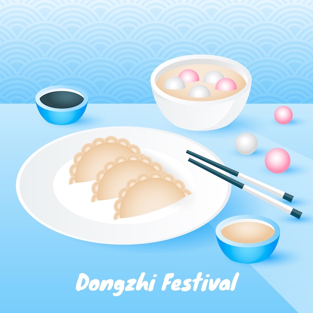 Ilustración realista del festival dongzhi