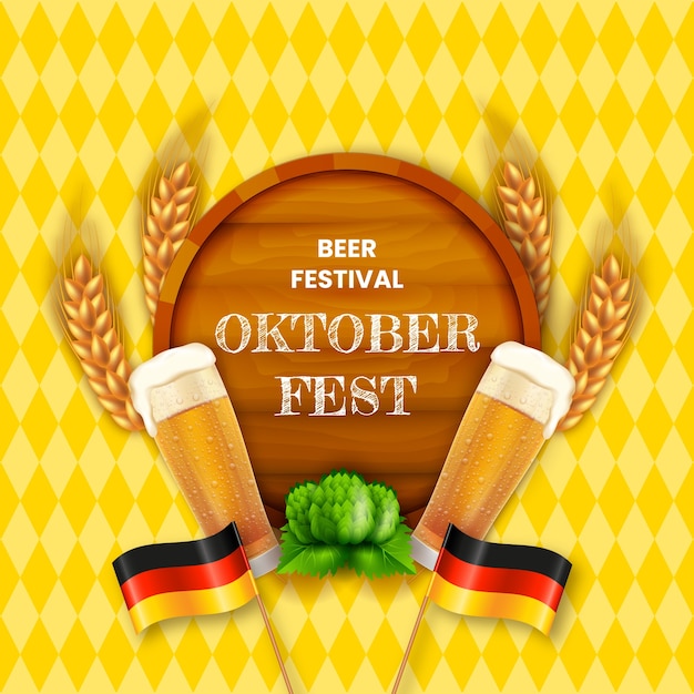 Vector ilustración realista para el festival de oktoberfest.