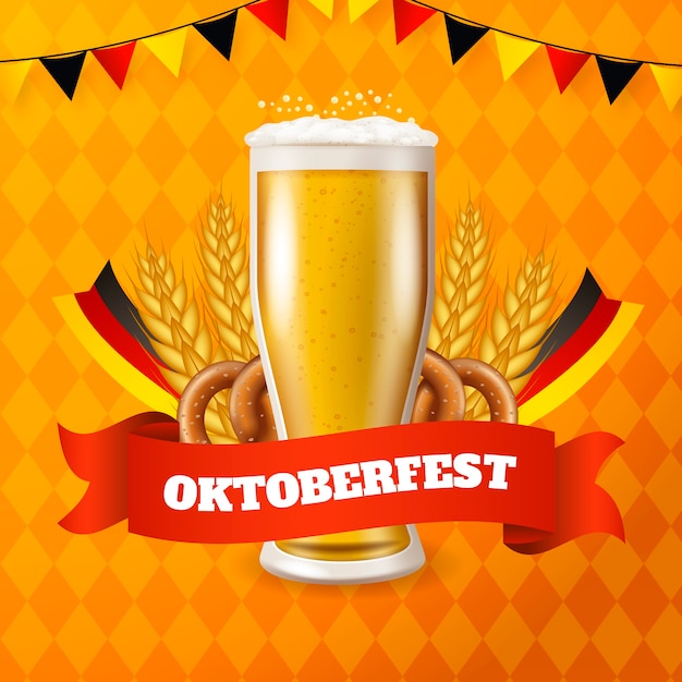 Vector ilustración realista para el festival de oktoberfest.