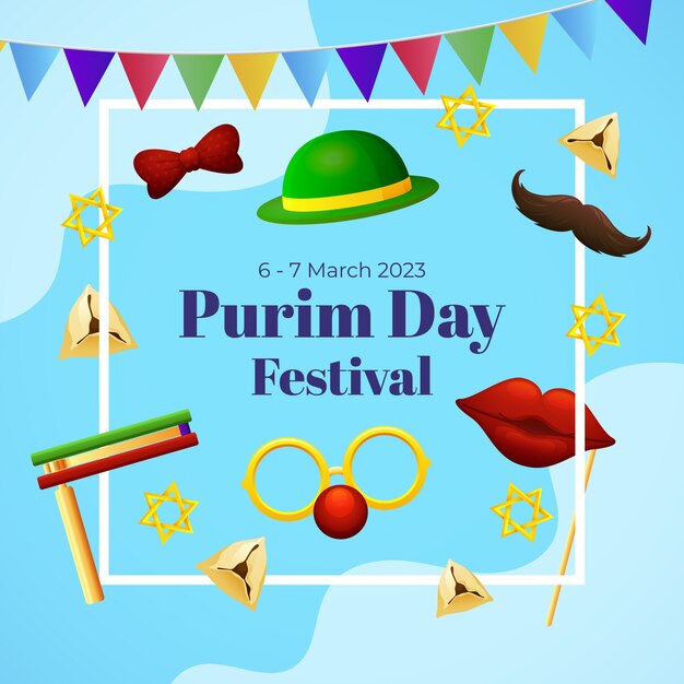 Ilustración realista para la fiesta de purim Vector Premium