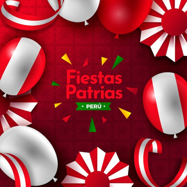 Vector ilustración realista de fiestas patrias con globos.