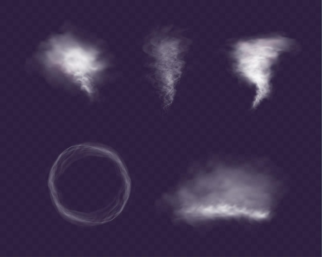 Ilustración realista de humo sobre un fondo transparente