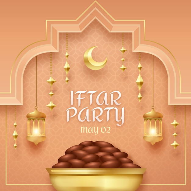 Ilustración realista de iftar
