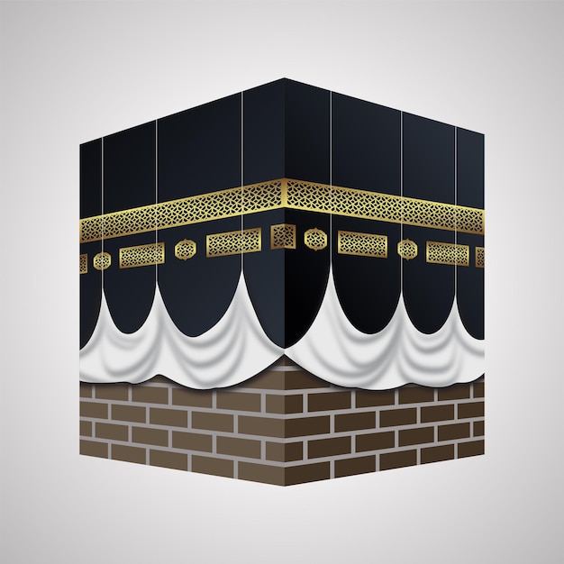 Ilustración realista de la Kaaba aislada en un fondo blanco