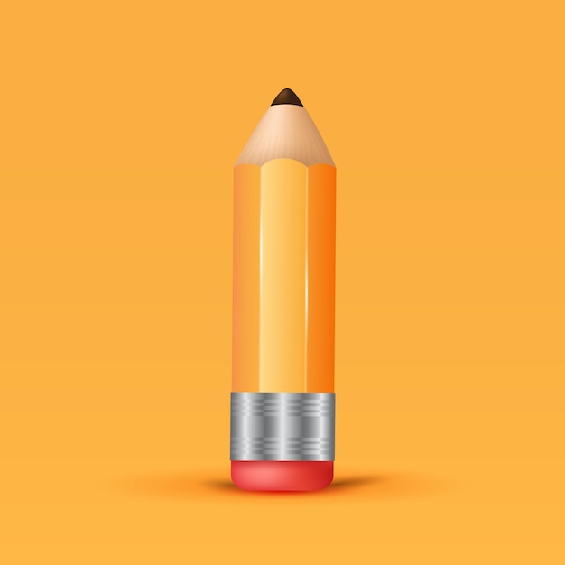 Ilustración realista con madera de lápiz amarillo Borrador de lápiz de goma Diseño de ilustración vectorial