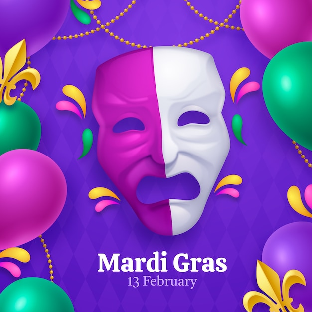 Vector ilustración realista del mardi gras