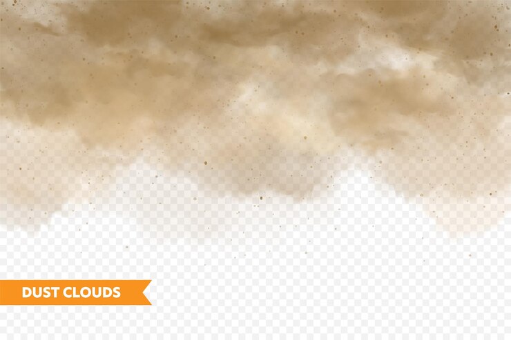 Vector ilustración realista de las nubes de polvo, las tormentas de arena, la contaminación, el aire marrón sucio y el vector del smog