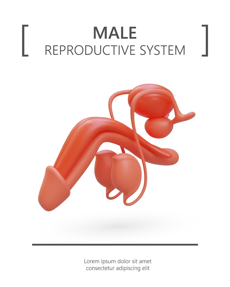Vector ilustración realista del sistema reproductivo masculino estructura del órgano genital masculino