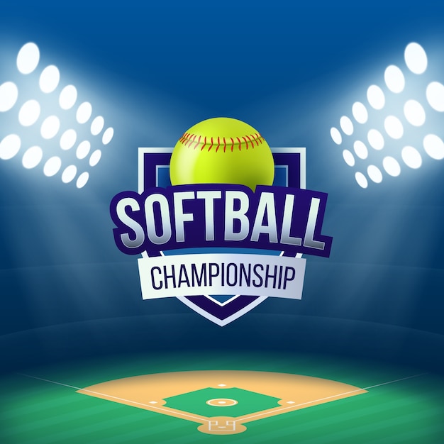 Ilustración realista del softbol
