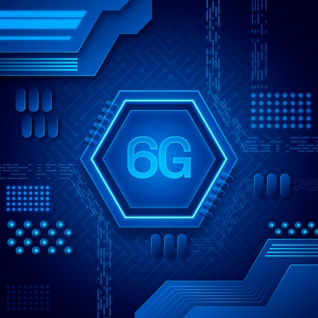 Ilustración realista de tecnología 6g